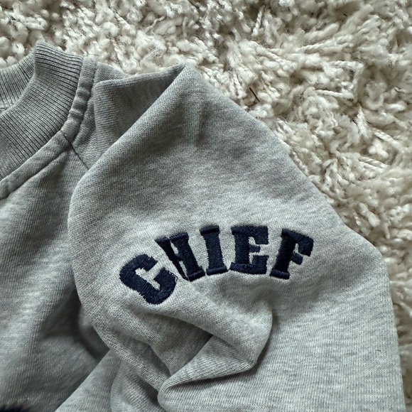 Gray Crewneck Sweater with Graphic Design - Picture 7 of 8